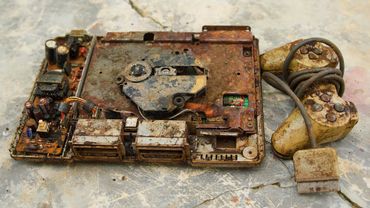 Restoration old rusty Playstation game console, severely damaged beyond repair