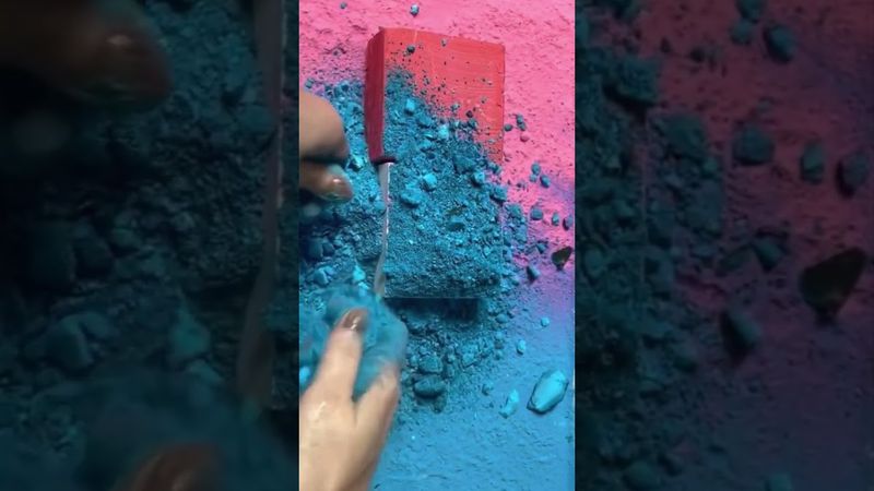 Blue & Pink Dyed Chalk Topped with Holi Powder