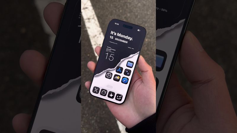Black & White Ripped Wallpaper with simple info widgets. #iphonesetup  #iphonecustomization