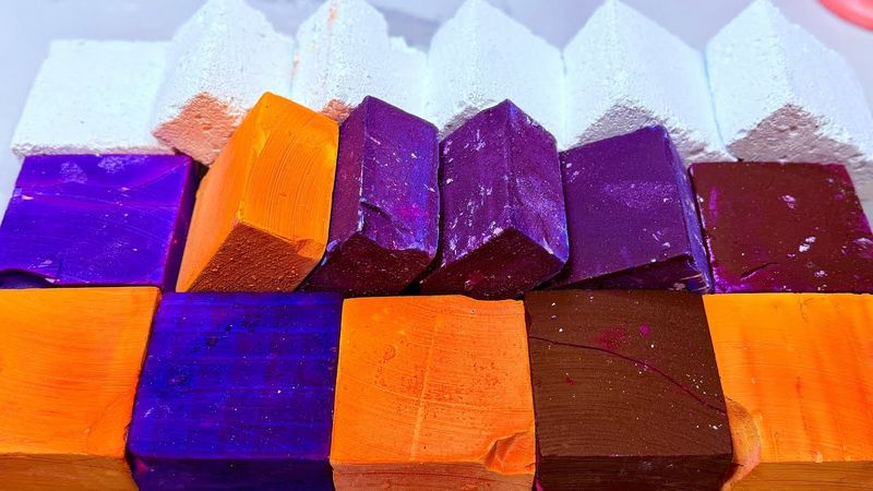 Pink Purple Yellow Dyed Soft C2 Blocks | Gym Chalk asmr | Oddly Satisfying | relaxing 