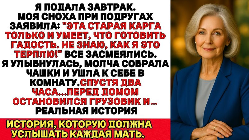 Моя сноха сказала при подругах:«Эта старая только и умеет, что готовить невкусно».Через два часа...