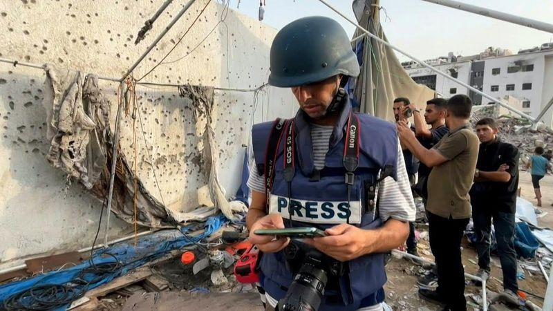 Aftermath of deadly strike on Al Jazeera journalists' tent in Gaza | AFP