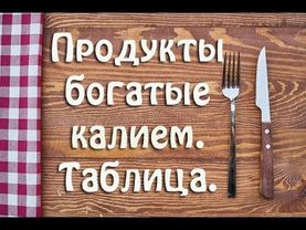 Продукты богатые калием. Полный список. Таблица.