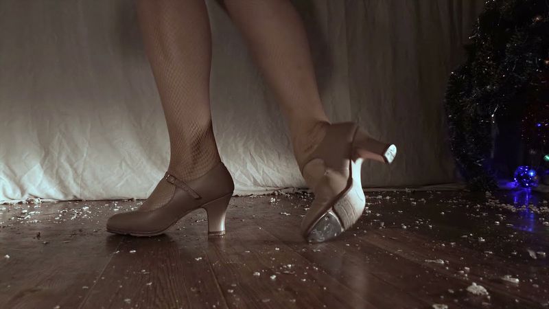 ASMR Svetlana tap dancing on popcorn in high heel tap shoes