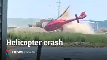 Helicopter crash caught on camera outside Michigan restaurant