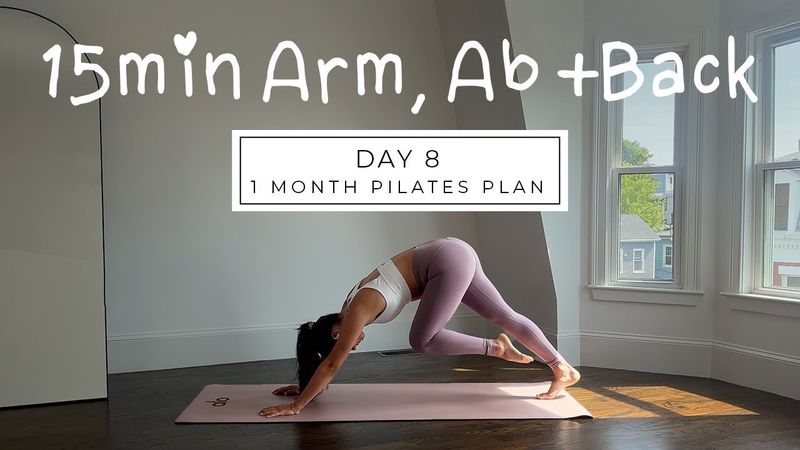 DAY 8 - 1 MONTH PILATES PLAN // 15MIN defined arm, ab & back burn || madeleineabeid