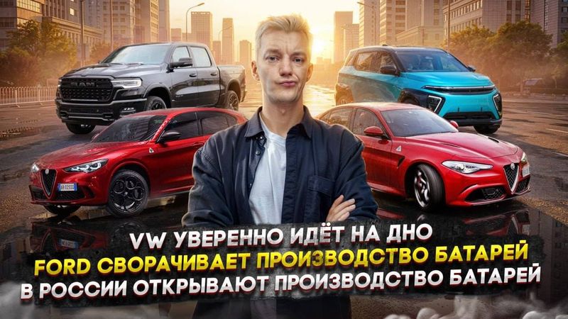 VW идёт на дно | Ford сворачивает производство батарей | В России открывают производство батарей