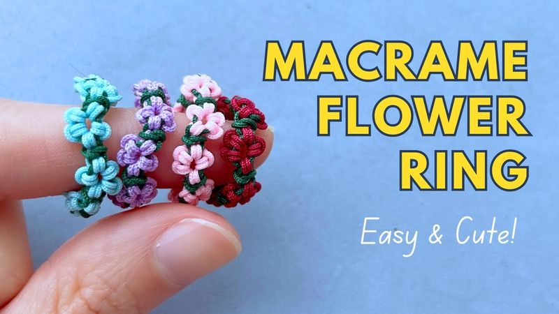 How to make easy macrame flower ring 🌺 Simple Macrame Ring with flowers | Handmade Flower Ring