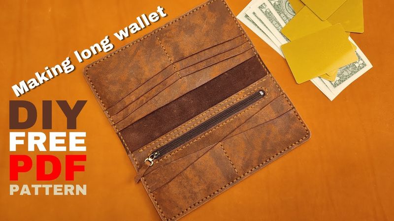 How to making a handmade leather long wallet - PDF Free Pattern