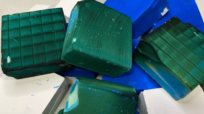 Blue and Green Dyed Blocks with Fresh Blocks | Pebbles Play | Oddly Satisfying