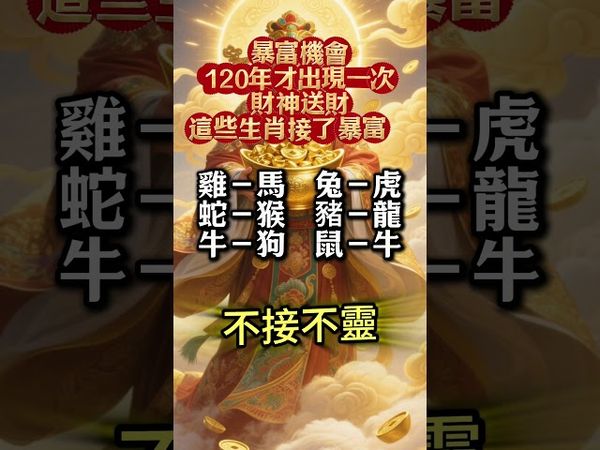 【120年一次暴富機會！這12生肖接住就發了！】#暴富機會 #生肖運勢 #財神送財 #風水命理