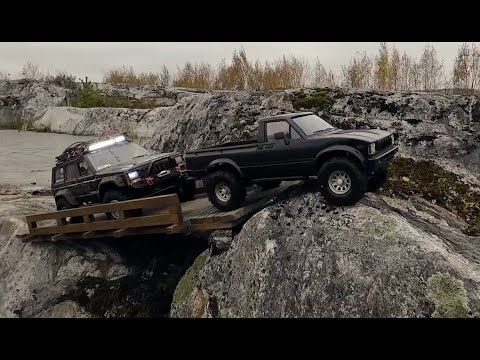 RC Toyota Hilux RC4WD TF2 & Jeep Cherokee SCX10.ii Rock crawling adventure #rc4wd #axialadventures