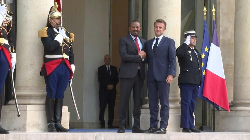 French President Emmanuel Macron welcomes Ethiopian Prime Minister to Elysee Palace | AFP