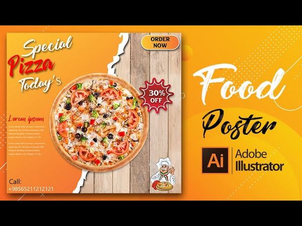 Design  Food Poster Design in - Adobe Illustrator Tutorial