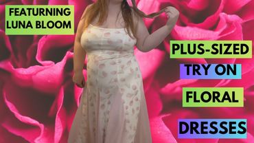 🤍💙 Plus-sized Try on Floral Dresses | Natural 40+ Curvy Woman 🤍💙