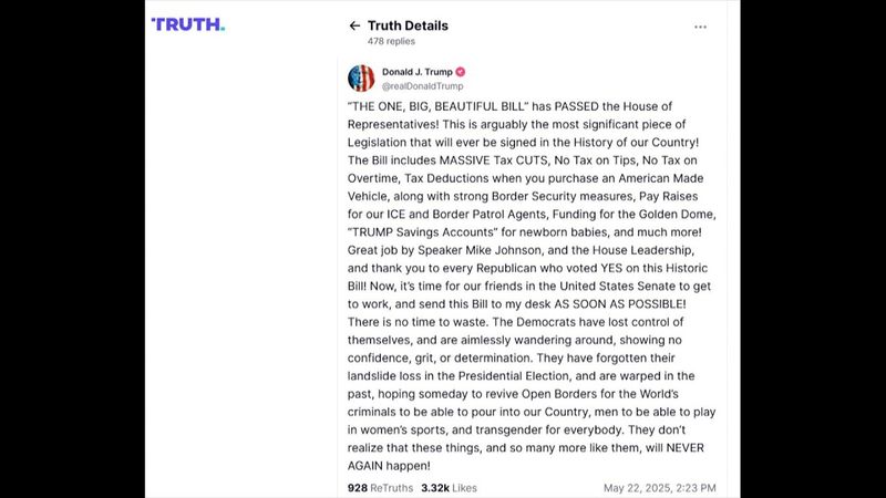 Trump welcomes passage of mammoth domestic policy bill in US House | AFP