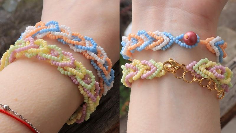 Фантазийный браслет из бисера с самодельной застёжкой