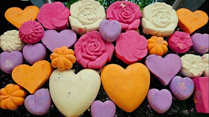 Crunchy Crispy Colourfull Collab/W @bombastikasmr | ASMR | Satisfying Crushing 🩷🧡💜🤍 #gymchalkasmr