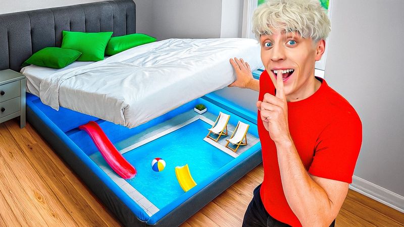 I Built a SECRET Pool in My Room!
