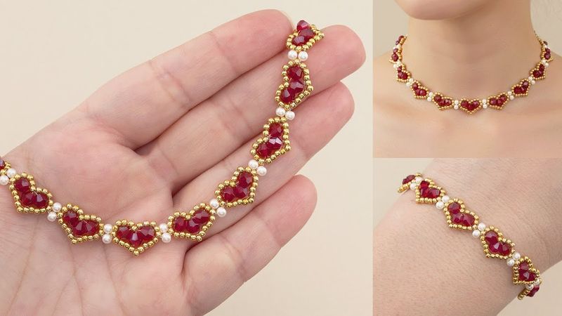 Tutorial fai da te per realizzare bracciale e collana con perline a forma di CUORE