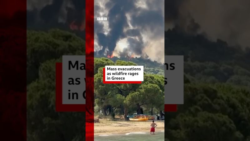 Mass evacuations as wildfire rages in the Greek island of Crete. #BBCNews
