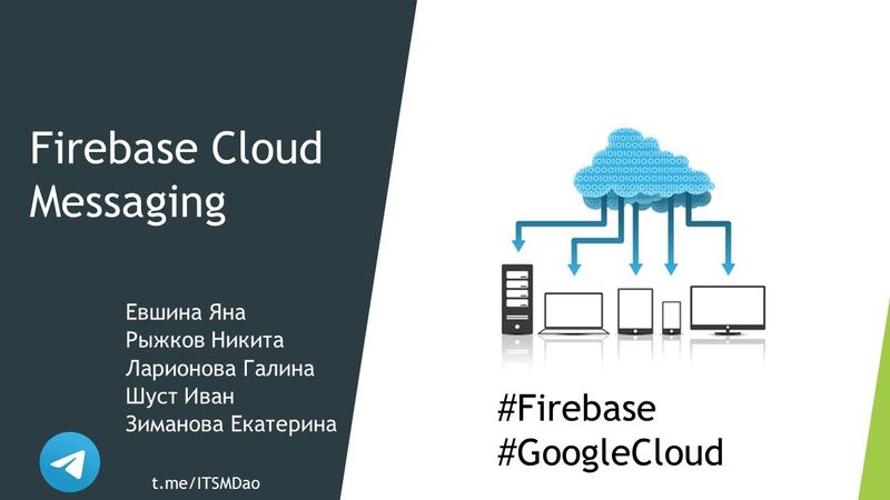 Firebase Cloud Messaging и сервисы Google Cloud для продвижения, аналитики и монетизации приложений.