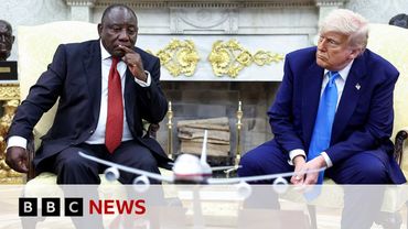 Trump ambushes South African president in Oval Office with claims of 'white persecution’ | BBC News