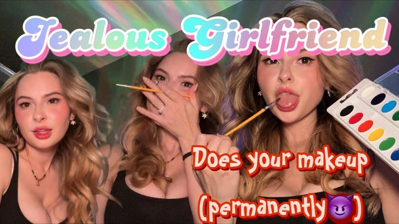 Jealous GF does your make up! (Permanently 😈) / spit painting/ water sounds/