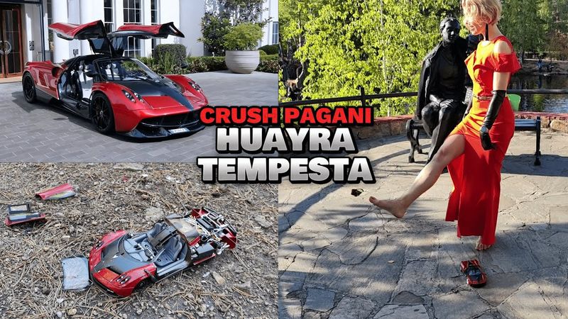 PAGANI HUAYRA TEMPESTA under the BARE FEET of a LADY IN RED...