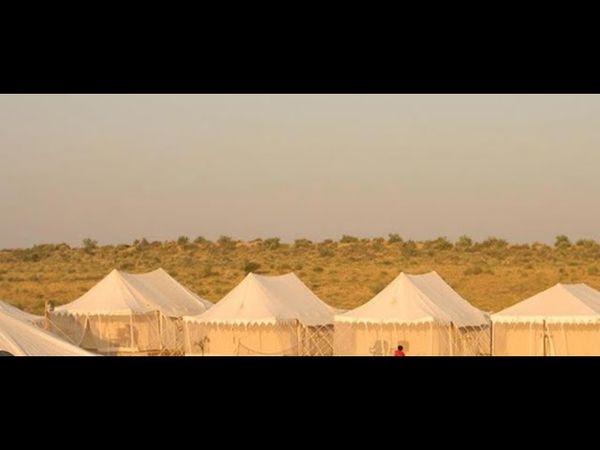 Luxury white tents are installed for the tourists during the New Year party in Jaisalmer Rajasthan