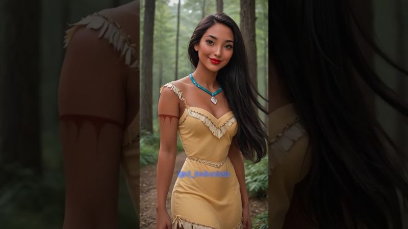 Bringing Pocahontas to Life with AI🌿✨#livingcartoon #pocahontas #transformation #aiart