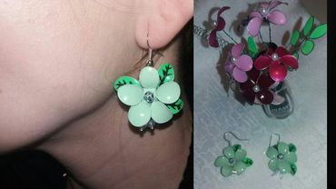 цветы,серьги из проволоки и лака для ногтей-flori si cercei din sirma si lac de unghii