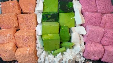 Cotton Candy  | Pasted OrangePink , Dyed Green | Oddly Satisfying