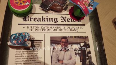 Hilton Kathmandu is delighted to welcome Mr Rupin Dang: Newspaper Cake awaits wildfilmsindia team