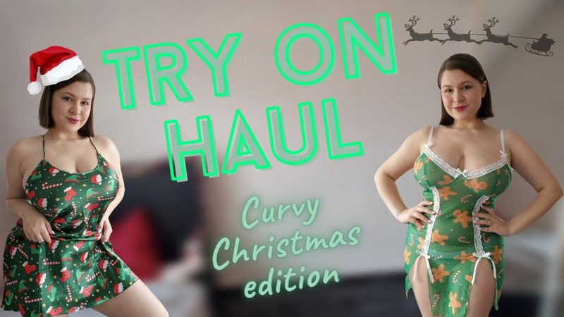 [4K] 🎄Christmas Try-On Haul - Sheer VS Silk Dress | Curvy Model