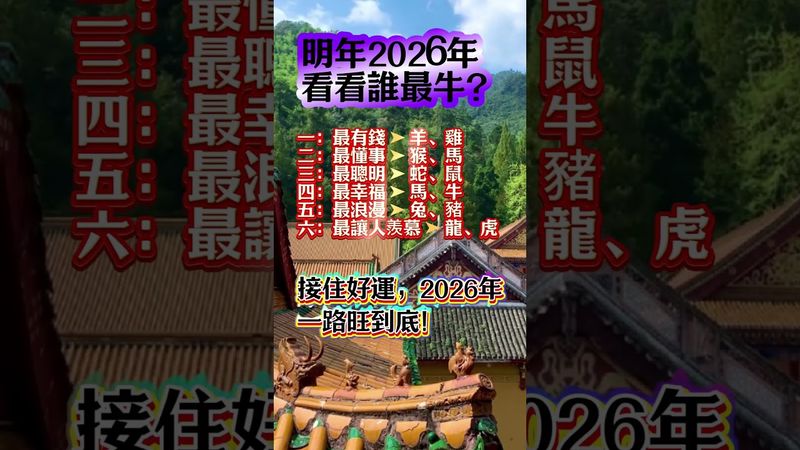明年2026年看看誰最牛？ #運勢 #生肖 #十二生肖 #玄學