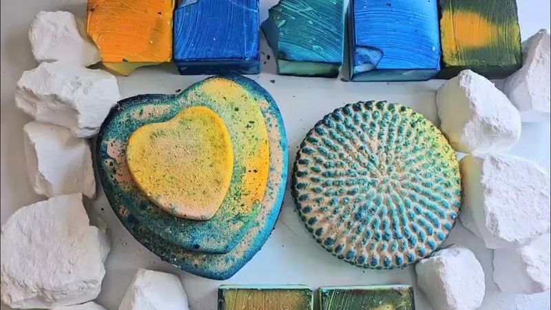Dyed Sample & Gemini Chalk w Large Multitoned Crunchy Soft Reforms ♡ ASMR ♡ Oddly Satisfying ♡