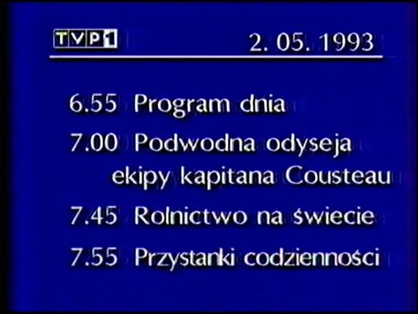 Программа передач и конец эфира (TVP 1 Польша, 01.05.1993)