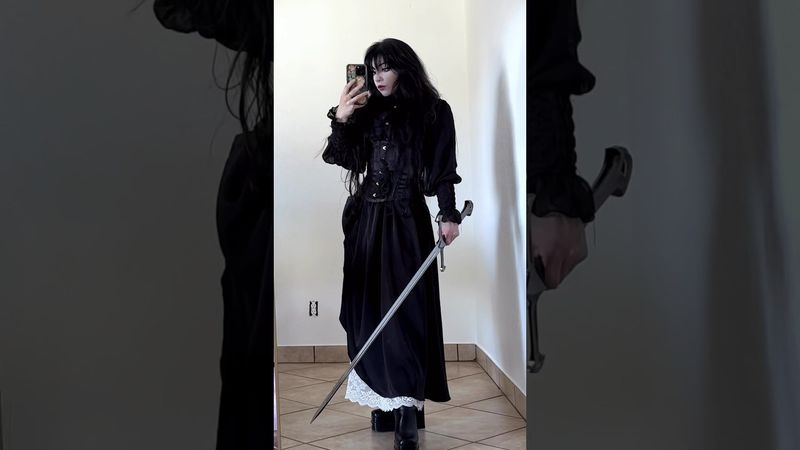I stole this sword from a crackhead in my city #goth #sword #victorian #vampire #corset