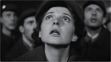 Кадры военного фильма 40-х годов, снятый ИИ