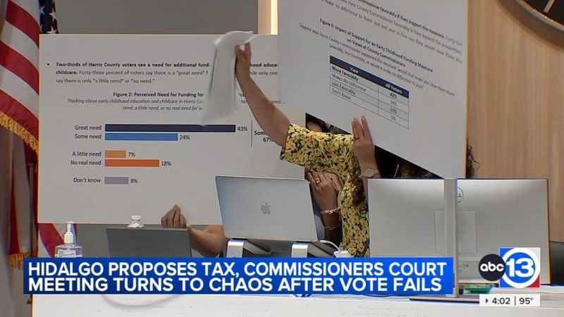 Judge Lina Hidalgo's penny tax proposal fails to pass, Commissioners Court meeting turns to chaos