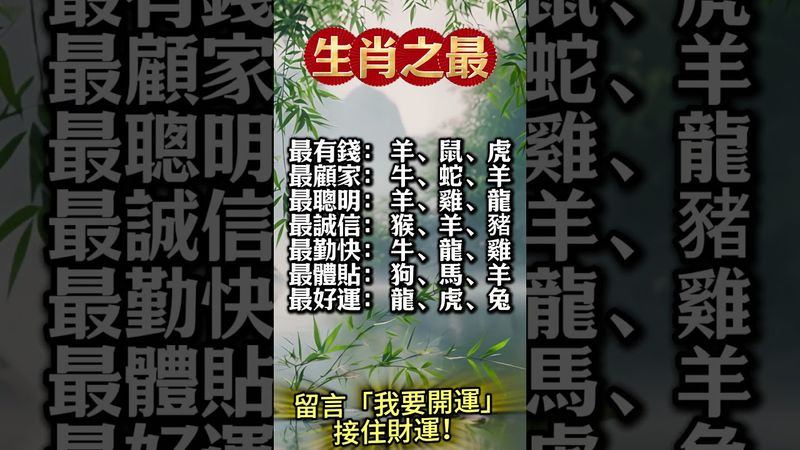 你中了哪一項「生肖之最」？留言+分享，讓大家看看你最強在哪！
