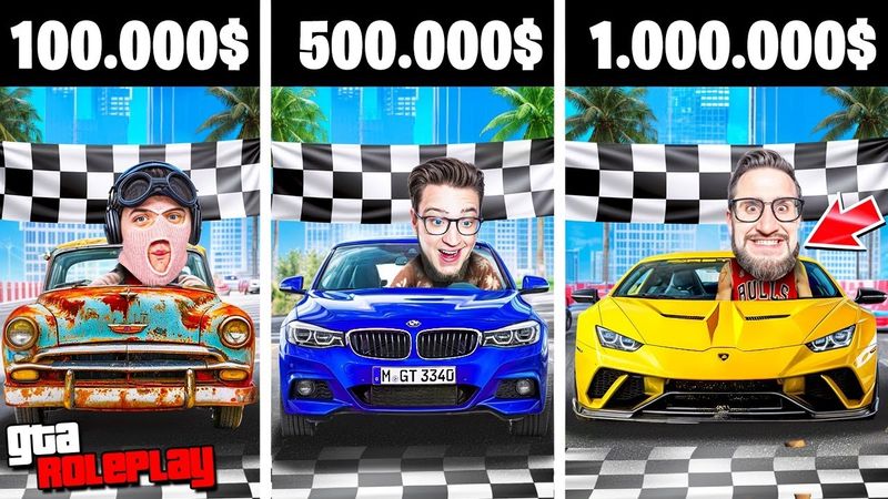 ЭКСТРИМ ГОНКА на МАШИНЕ за 100.000$ / 500.000$ / 1.000.000$! СЛИШКОМ ЧИТЕРСКАЯ ТАЧКА! (GTA 5 RP)