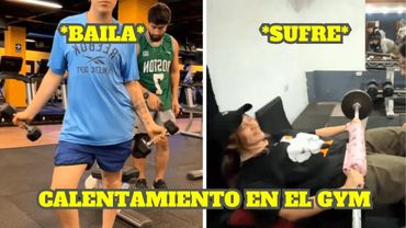 GLOLO Y EMI HACIENDO CALENTAMIENTO EN EL GYM (CADA UNO A SU MANERA)