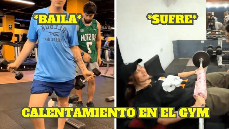 GLOLO Y EMI HACIENDO CALENTAMIENTO EN EL GYM (CADA UNO A SU MANERA)