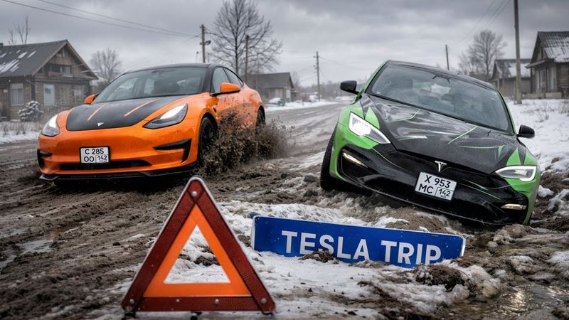 БРАТСКИЙ Tesla Trip 5000км - ТАЧКА НА ПРОКАЧКУ из КАРТОНА и ЧЕЛЛЕНДЖАМИ на САМЫХ БЫСТРЫХ ТЕСЛАХ
