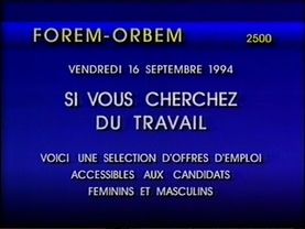 TV-DX RTBF, testcard, opening and news 16.09.1994