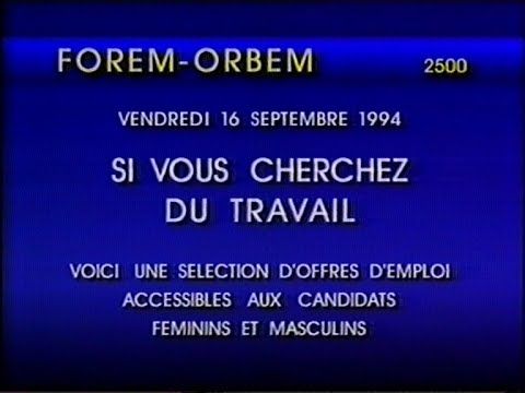 TV-DX RTBF, testcard, opening and news 16.09.1994