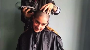 Beautiful cute girl forced headshave zero buzzcut