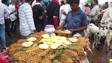 Crowd in the market during the Bakrid festival goats and fruits are being sold near Jama Masjid